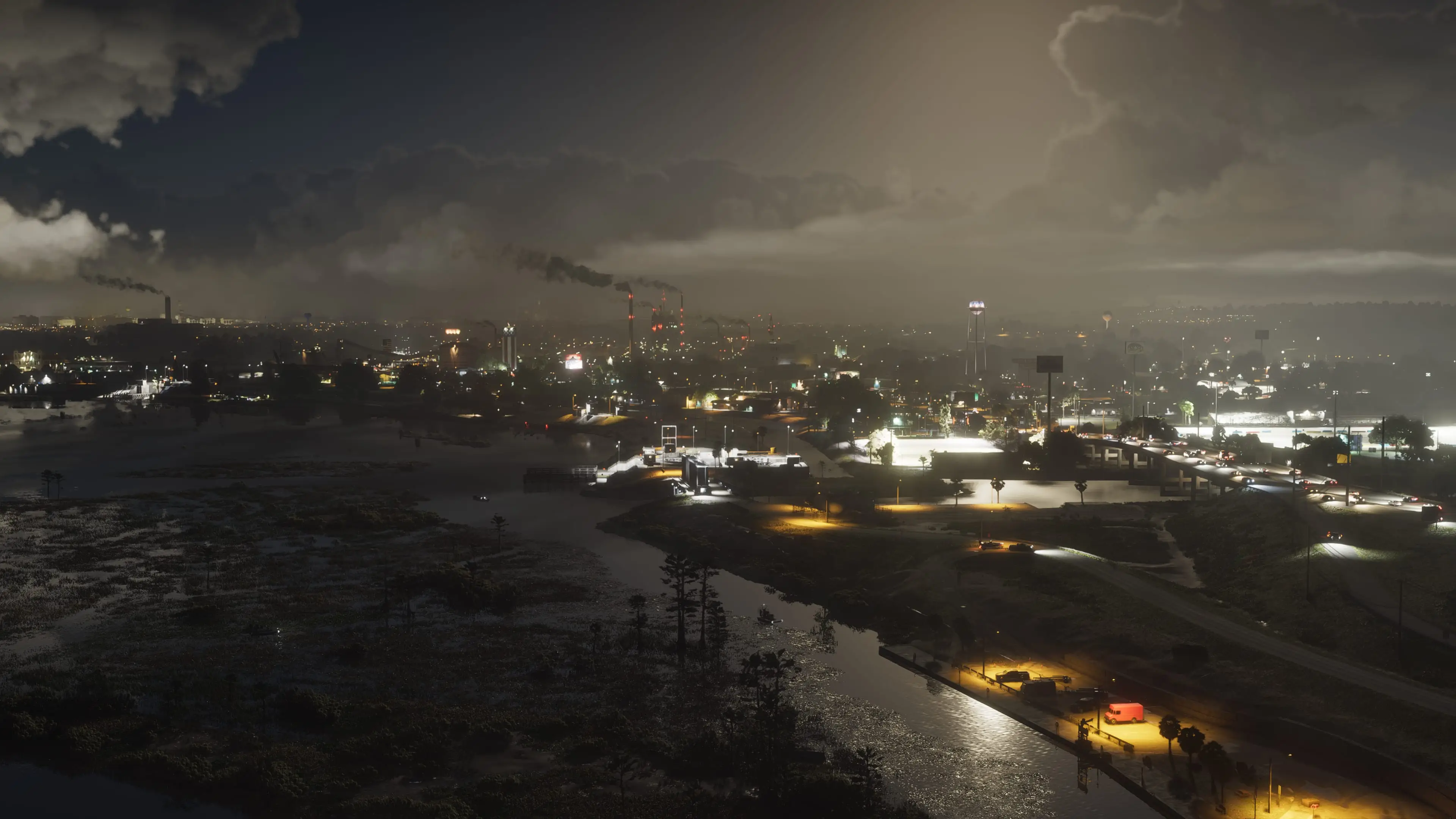 GTA 6 looks to feature a far denser map, populating most of Leonida with smaller towns and cities beyond Vice City (Rockstar Games)