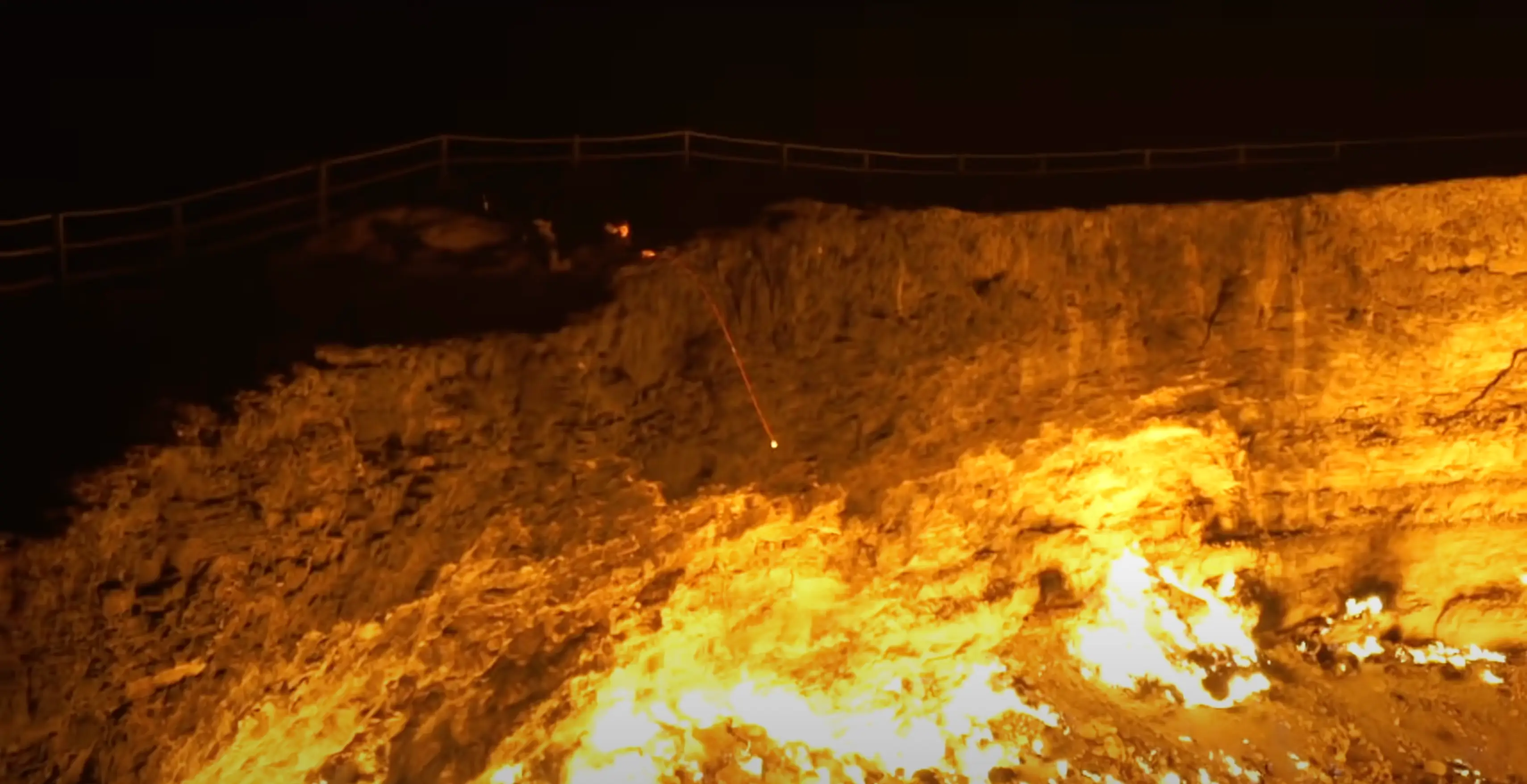 The YouTuber roasted marshmallows on the edge of the "Doorway to Hell" (YouTube/@fearlessandfar)