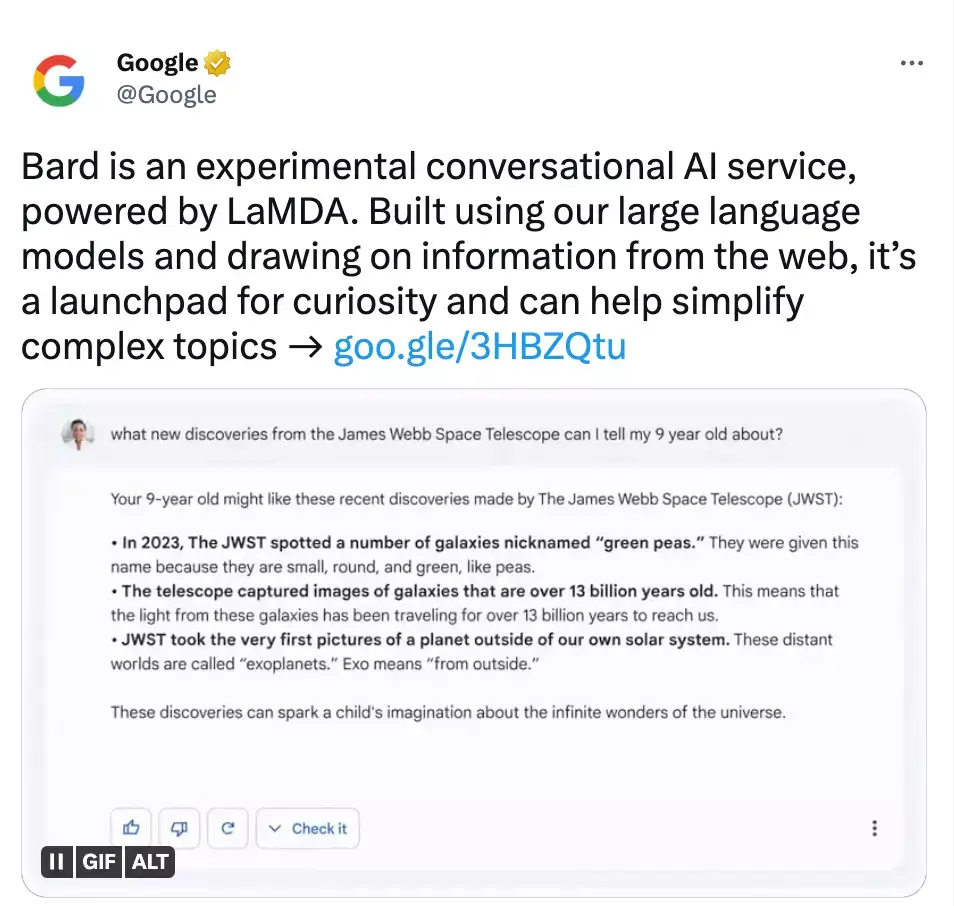 The AI service presented incorrect information as a fact.