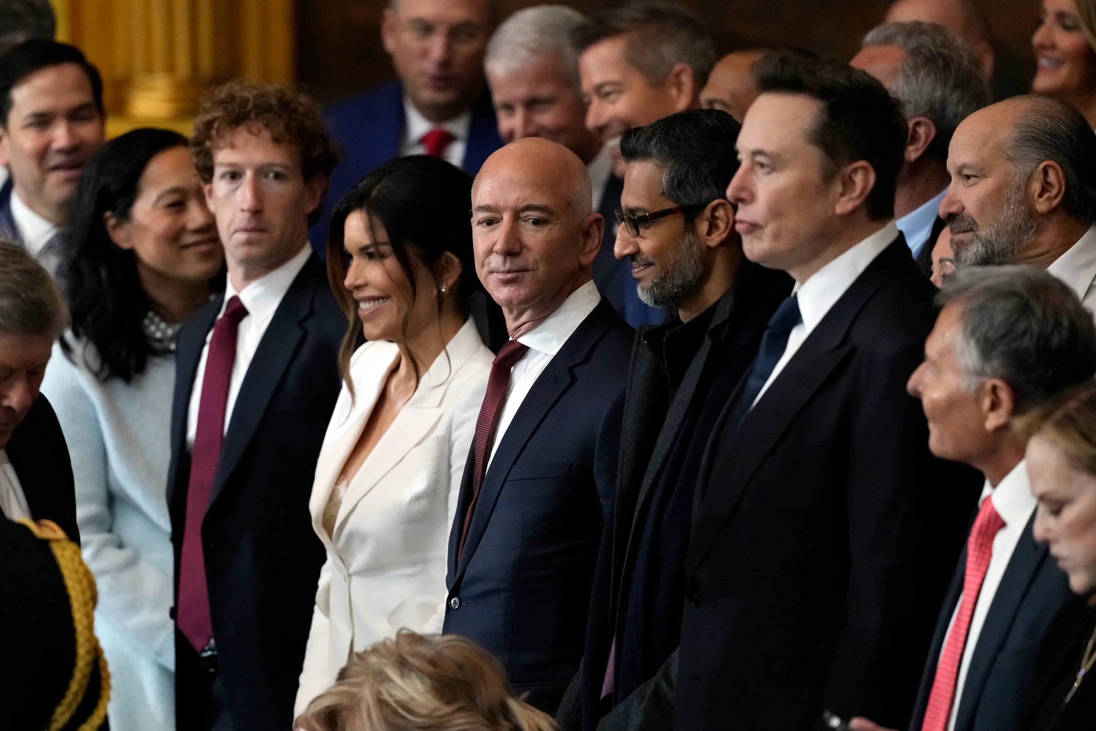 Mark Zuckerberg, Jeff Bezos and Elon Musk are among the tech leaders in attendance (Pool / Pool / Getty)