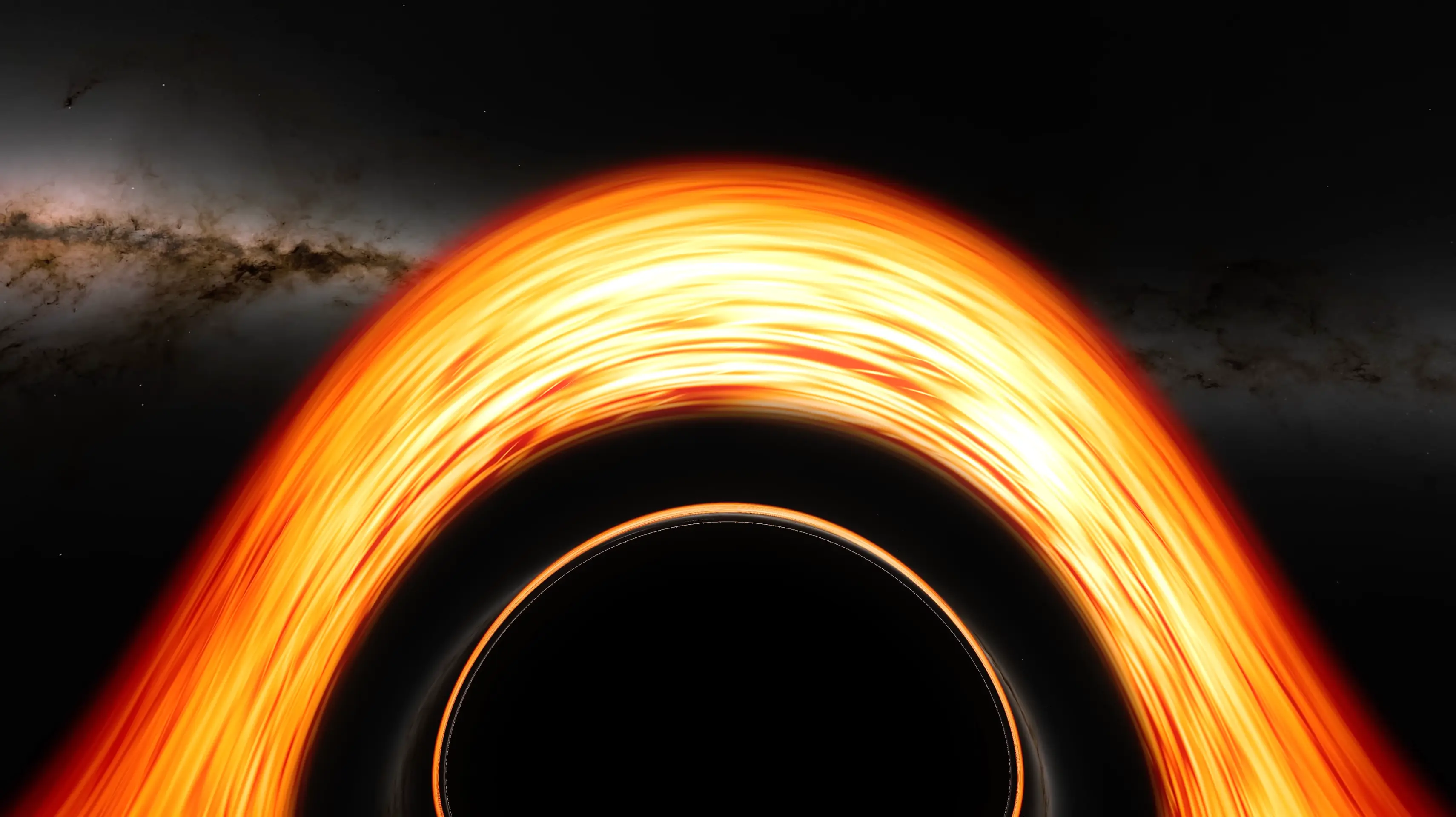 The recreation shows what it would be like to enter a black hole (YouTube/@NASAGoddard)