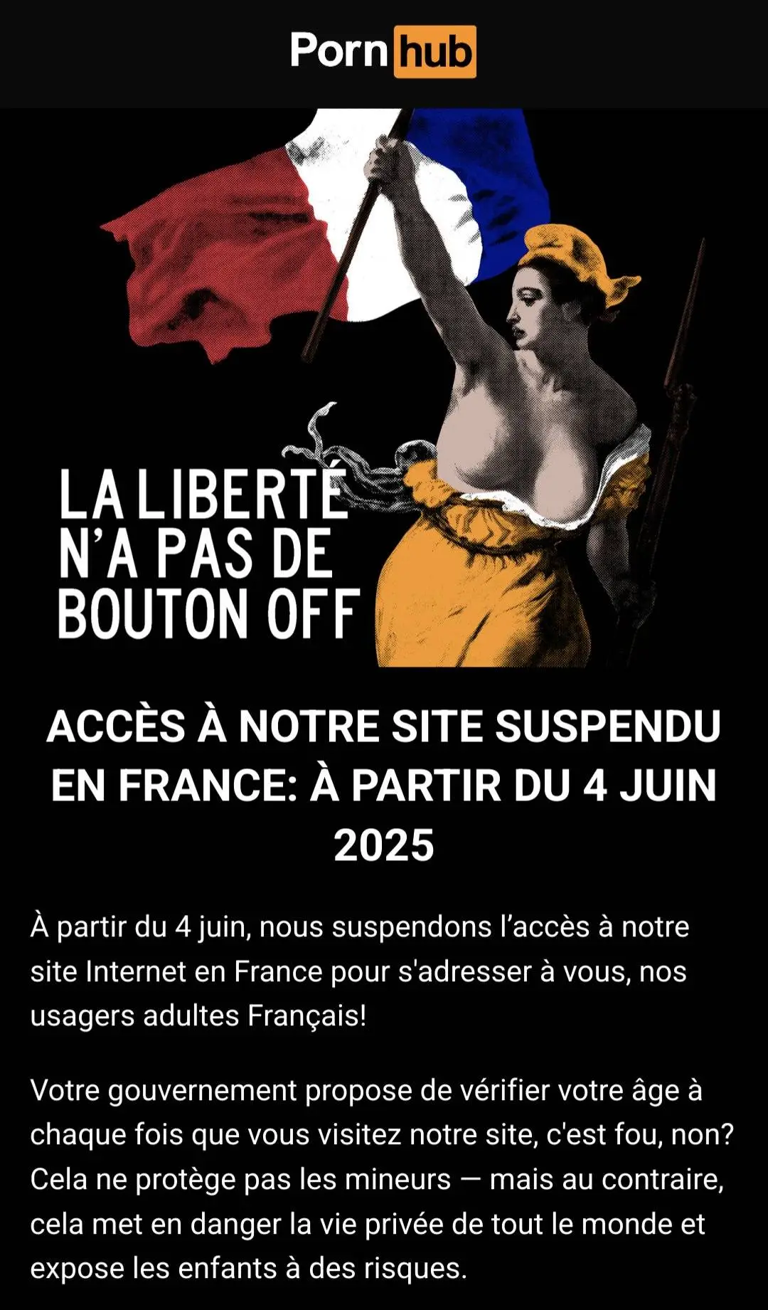 Pornhub is standing defiant against France's new laws (Pornhub)