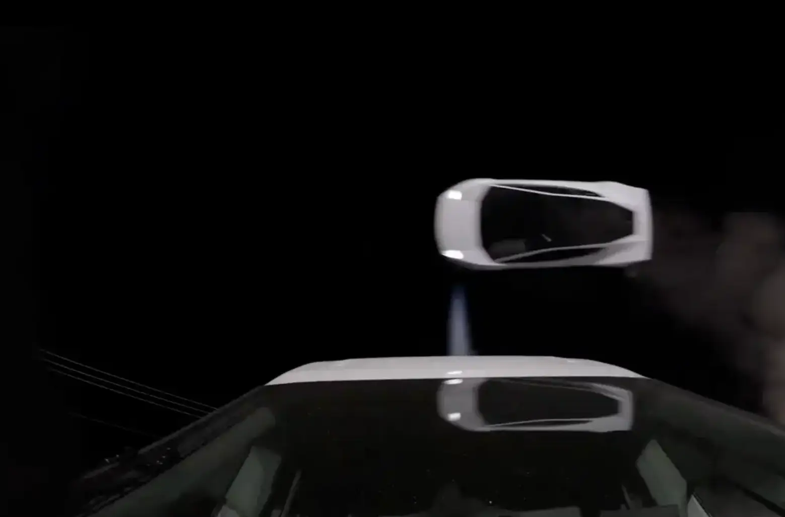 The car could be seen 'flying' over parked cars (X/Elon Musk/Tesla)
