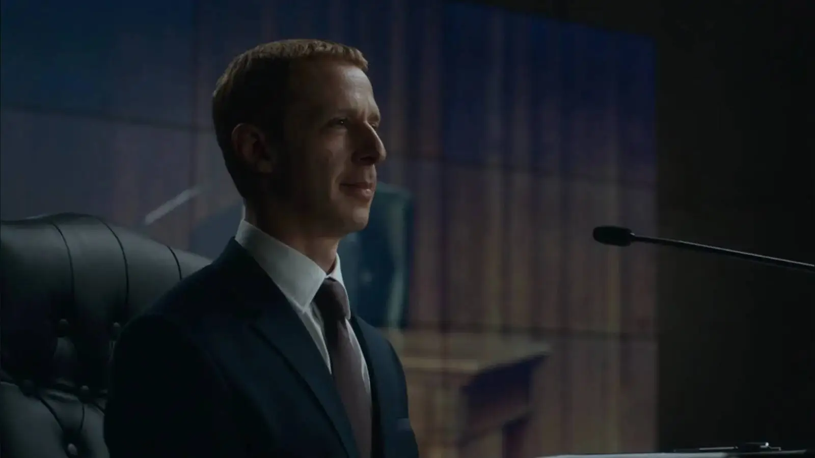 Strong wanted to get Zuckerberg's blessing before playing him in The Social Reckoning (Sony Pictures Releasing)