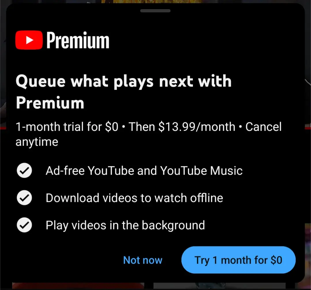 Queuing is a feature that requires YouTube Premium (Reddit)
