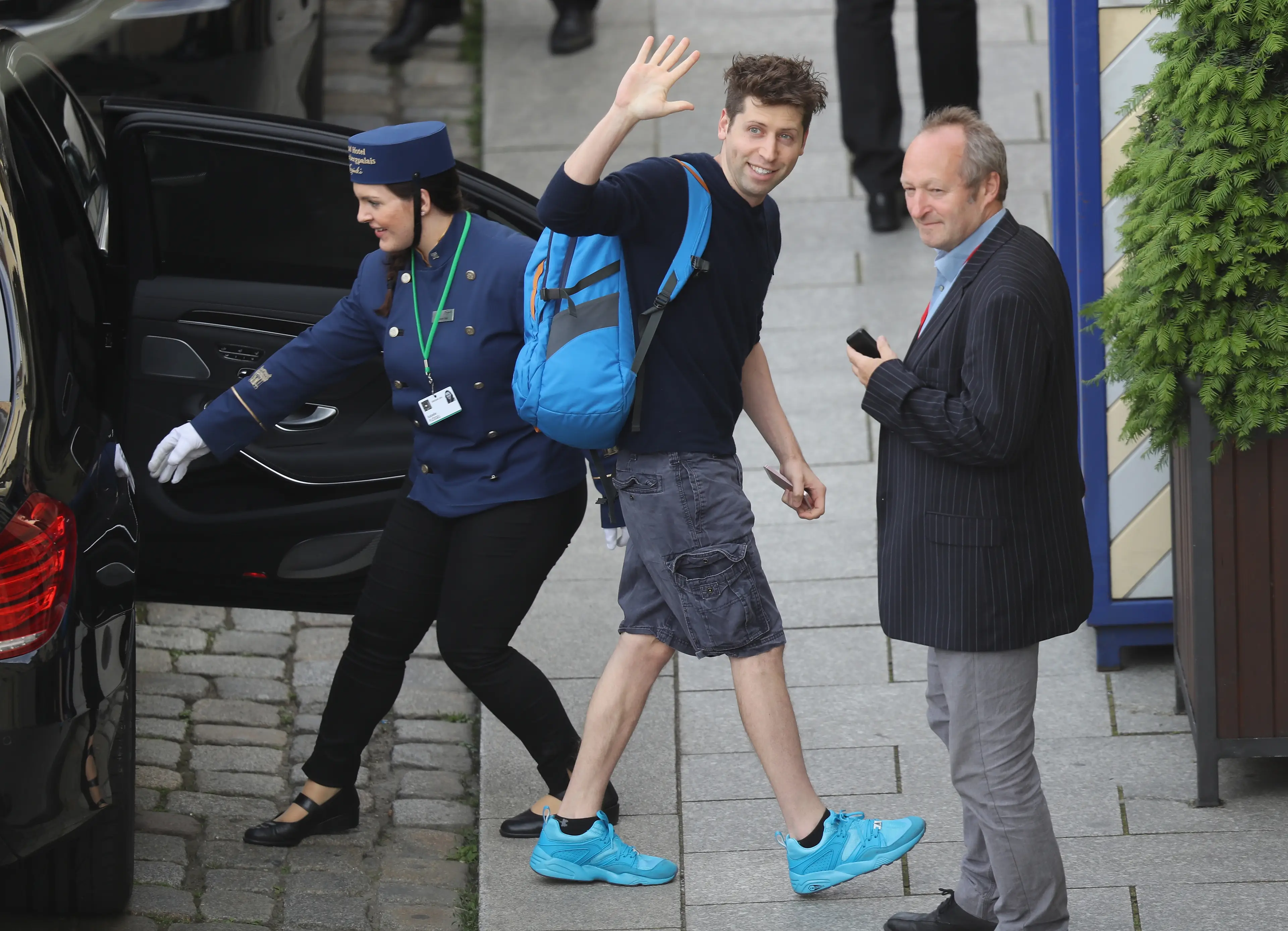 Sam Altman is regularly seen with his blue backpack (Sean Gallup/Getty Images)