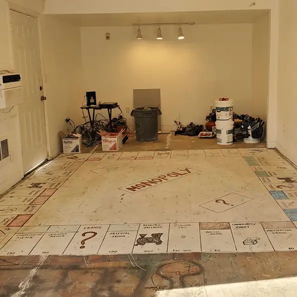 Couple discover giant games board after ripping up their carpets and it's like something out of a horror movie