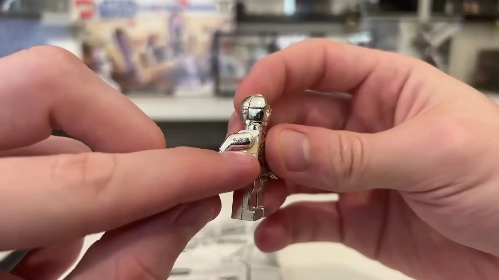 His rare Chrome C-3PO was missing from the collection after the trade-in, and it was found at the employee's desk (YouTube/MGS BRICK)
