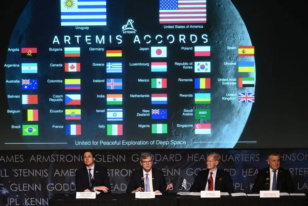Joining the Artemis Accords indicates that you agree to NASA's core principles of space travel and exploration (Brendan Smialowski/AFP via Getty Images)