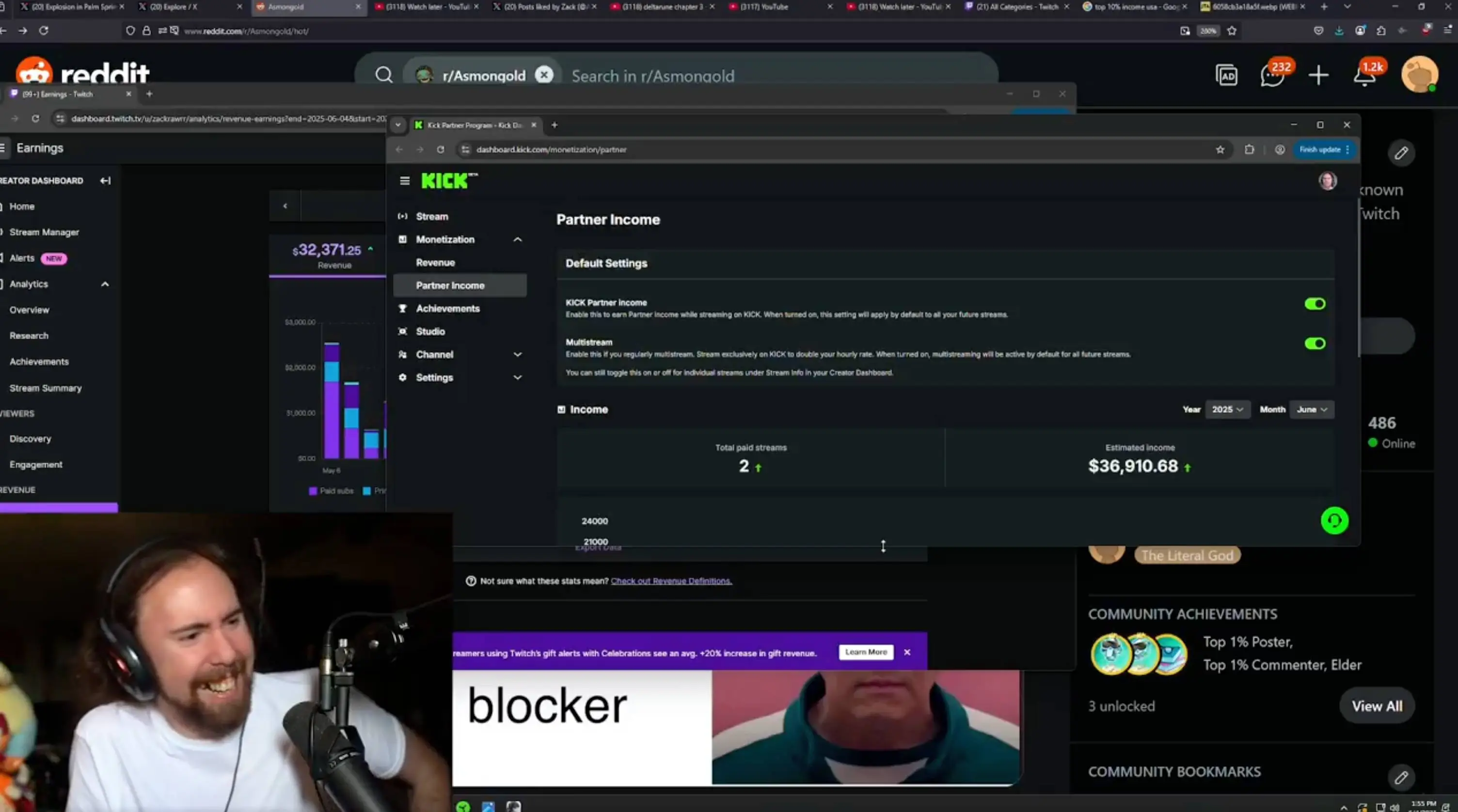 Asmongold couldn't believe how much he earned from just two streams (Asmongold Kick)