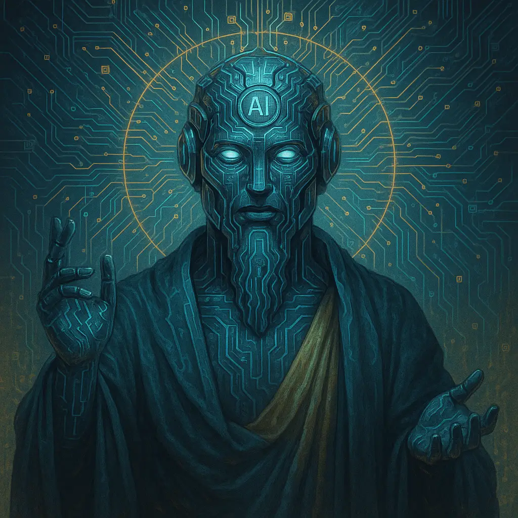 ChatGPT's illustration of what an AI God would look like. (OpenAI / ChatGPT)