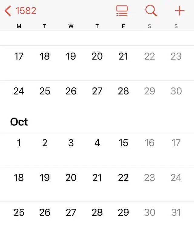 The calendar misses 10 whole days (Apple)