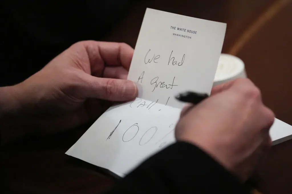 The note doesn't reveal what Musk and Duffy discussed on their call (Win McNamee / Staff / Getty)