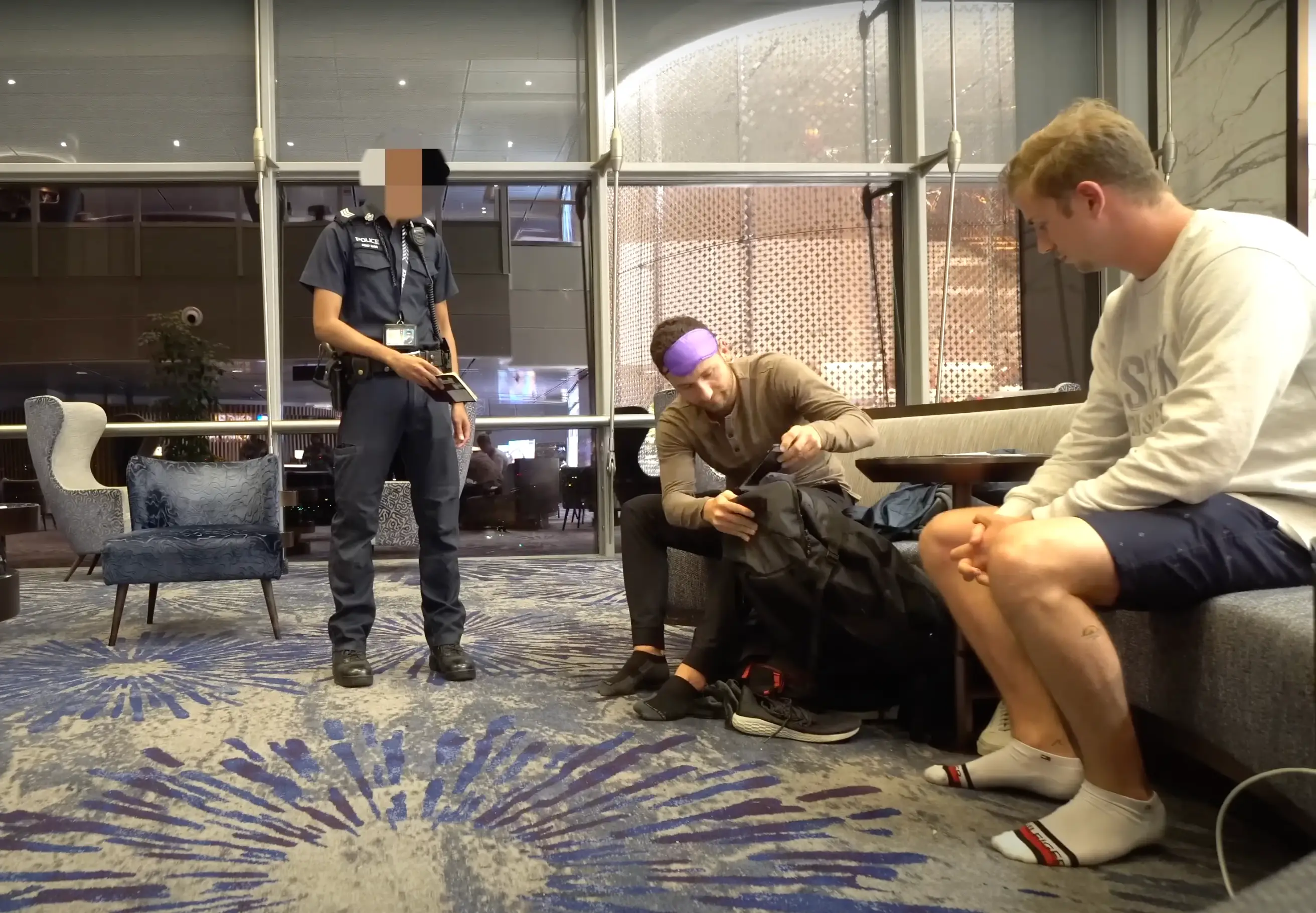 The pair were checked by security (YouTube/@YesTheory)