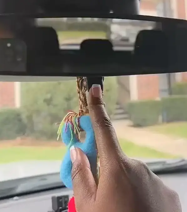 The button under the rear view mirror helps to reduce glare / TikTok/@everythingbrooklyn