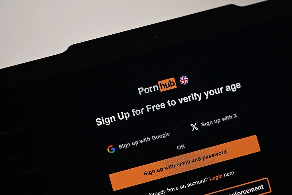 Laptops could soon be subject to the same age verification blocks as websites like Pornhub (Justin Tallis/AFP via Getty Images)