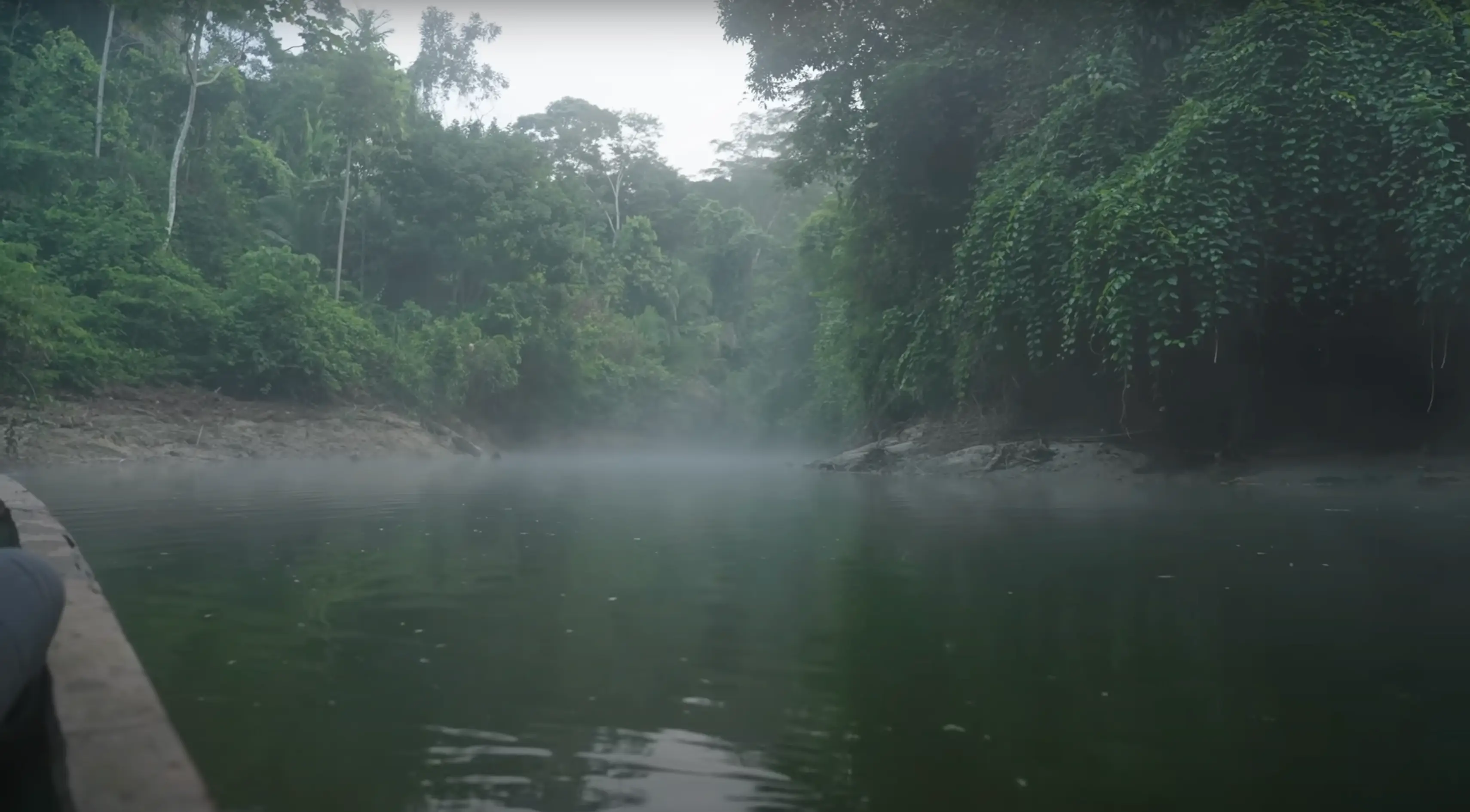 The river's temperature is due to a geothermal feature (YouTube/@JaySwingler)