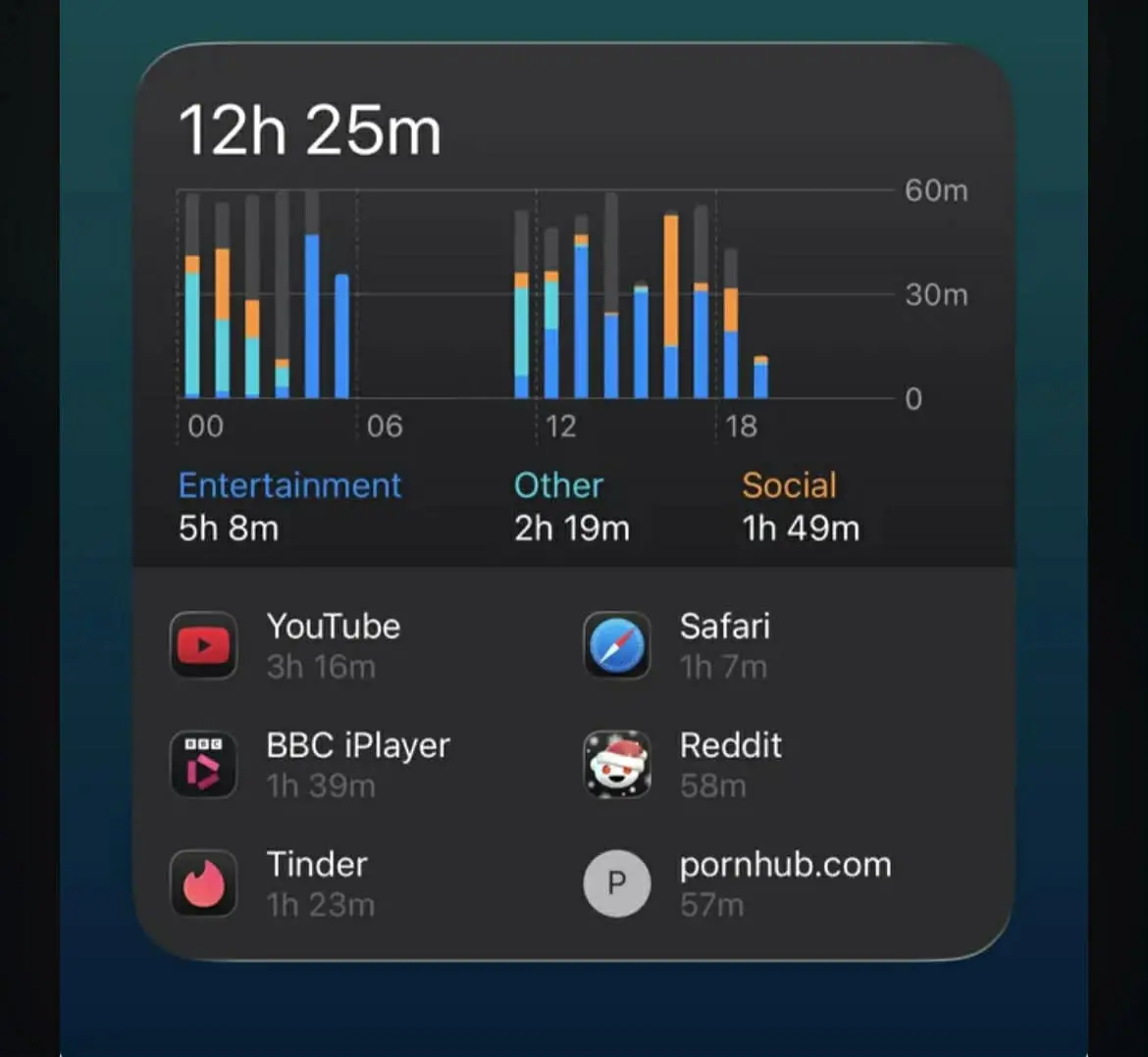 An Apple user was baffled after they noticed how a NSFW site appears in the Screen Time feature (Reddit)