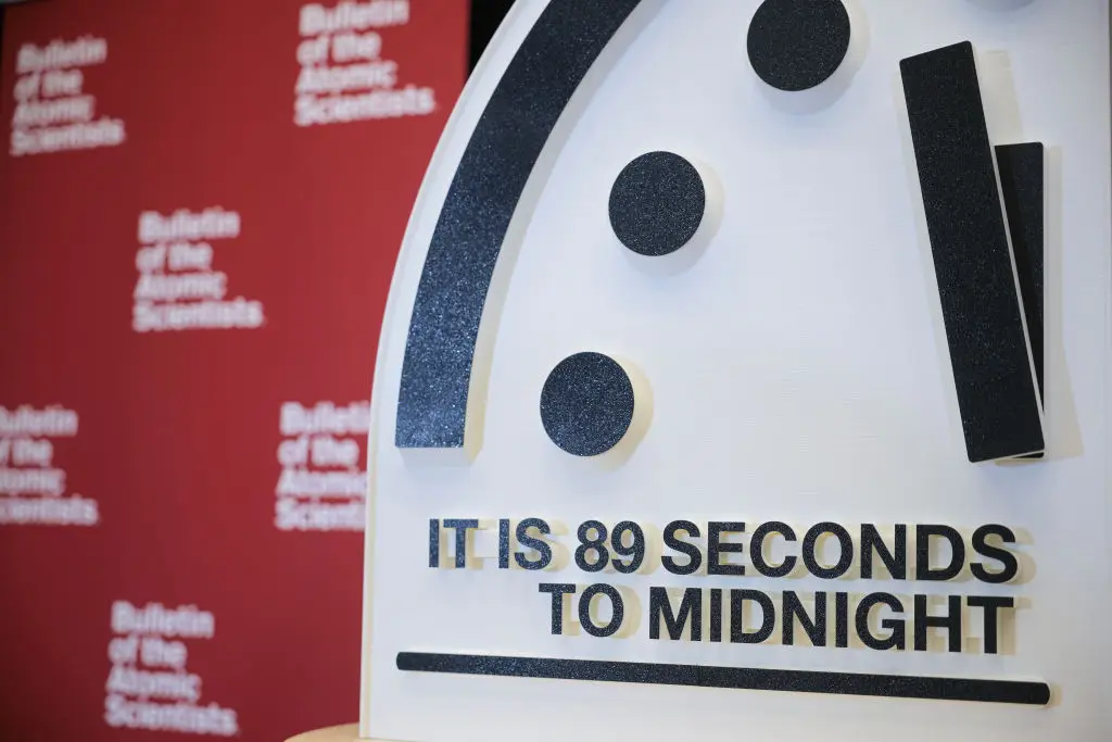 The Doomsday Clock sat at 89 seconds to midnight in 2025 (Kayla Bartkowski/Staff/Getty)