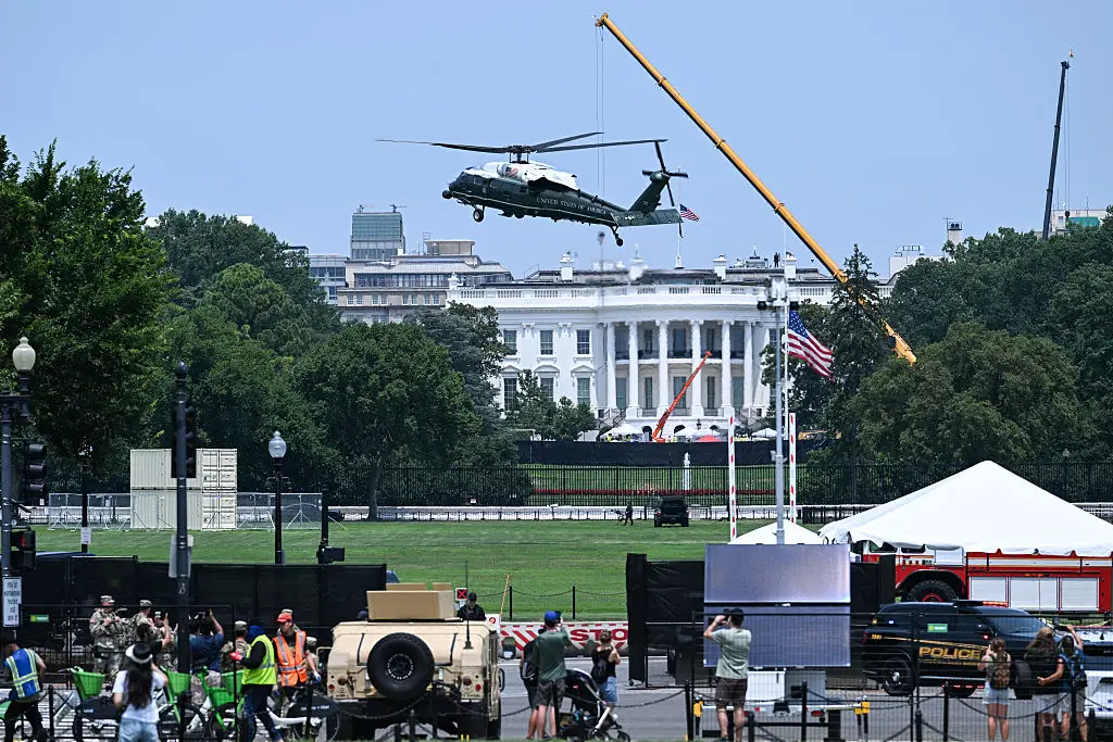 Helicopters have landed without issue for decades at the White House, yet Trump emphasizes the importance of this new project (Alex Wroblewski/AFP via Getty Images)