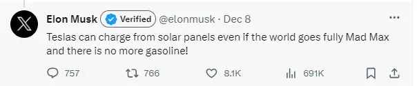 Elon Musk posted on X about Tesla cars