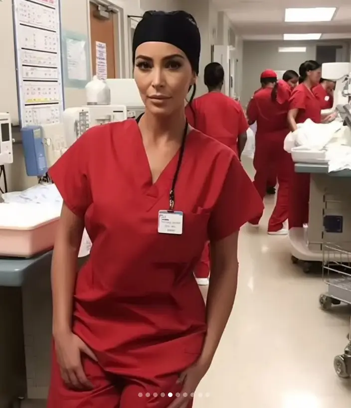 Kim Kardashian isn't normally seen in scrubs.