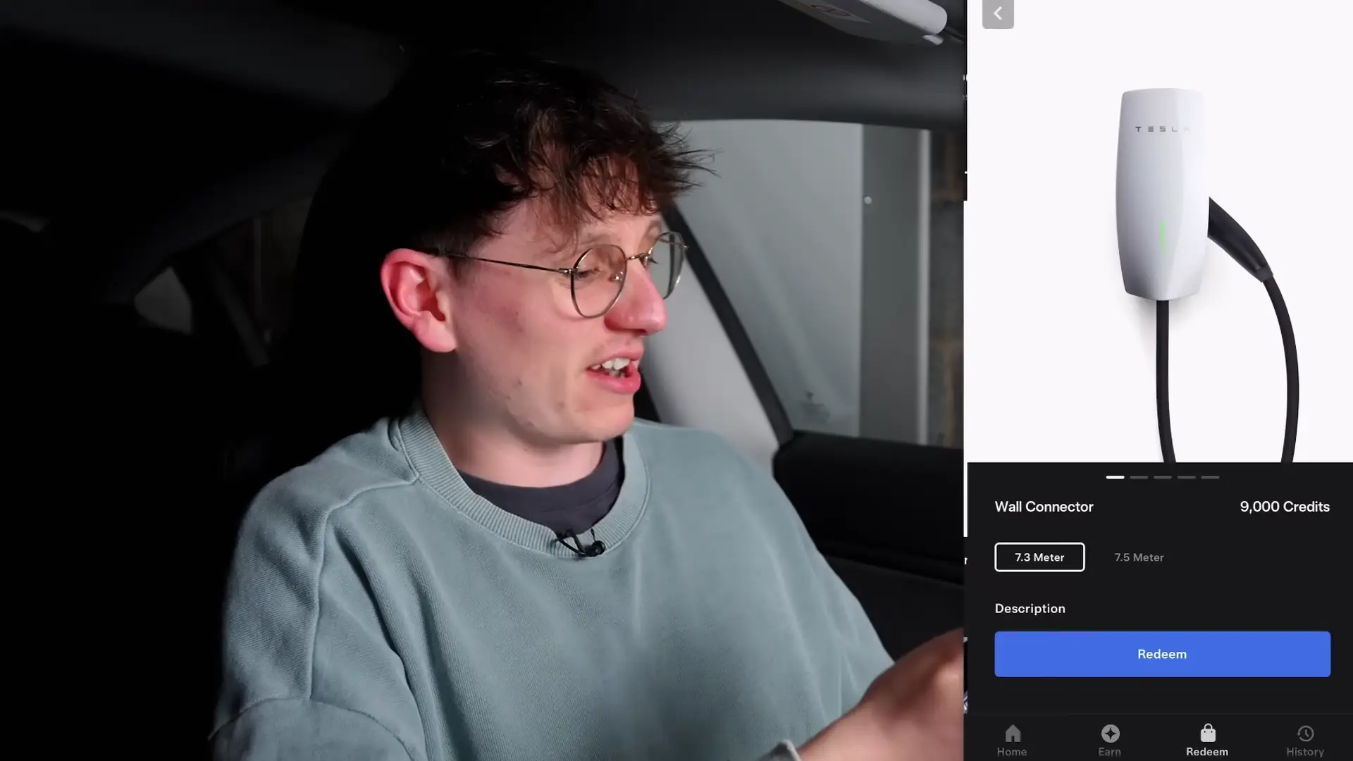 Getting a Wall Connector took up just 8% of his total credits (YouTube/Jack Massey Welsh)
