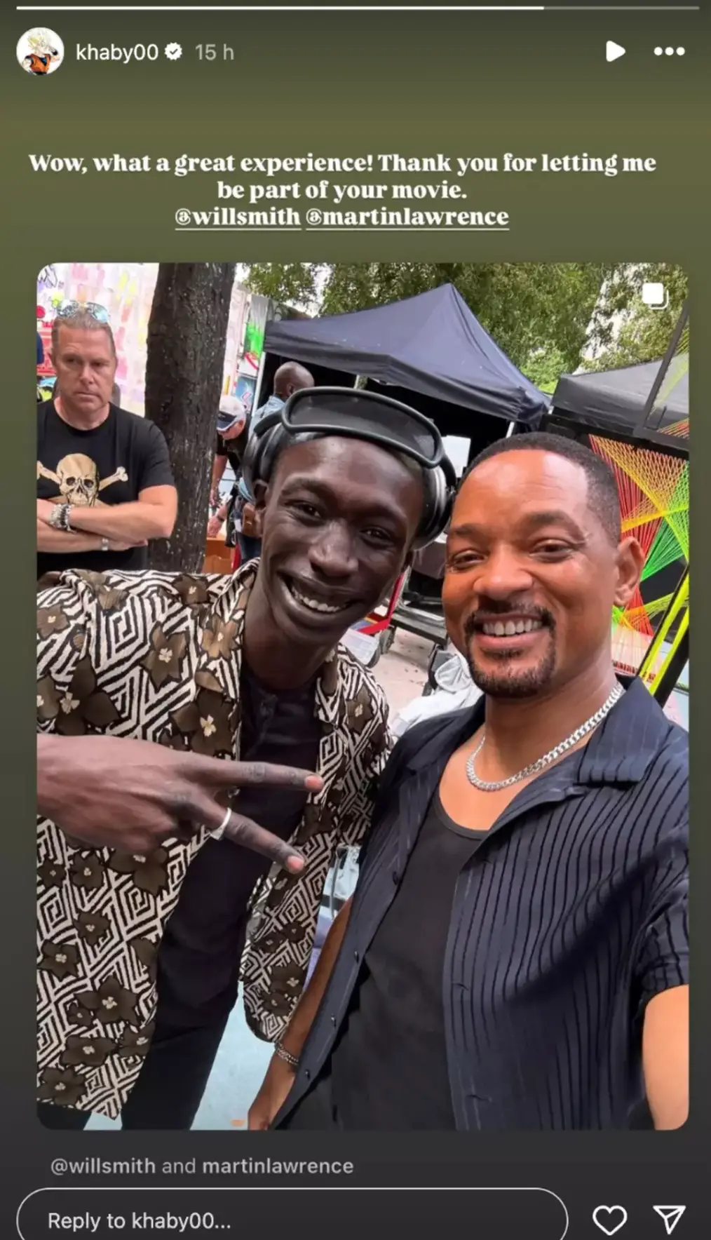 The star reposted Will Smith's snap (Instagram/@khaby00)