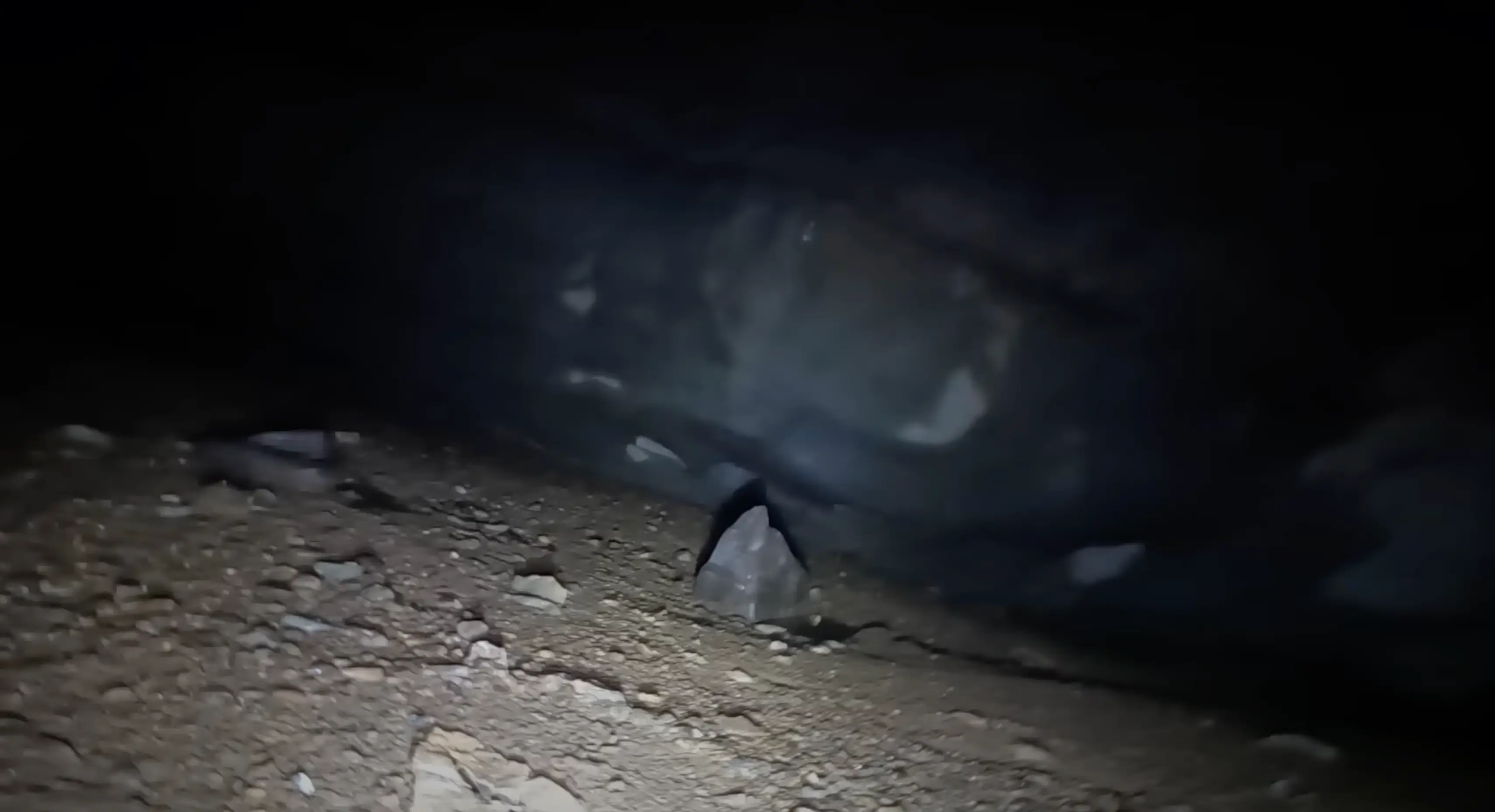 The camera explores the murky bottom of the cave (YouTube/ActionAdventureTwins)