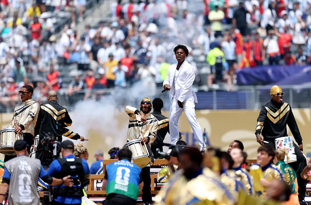 IShowSpeed has been slammed for an 'embarrassing' and 'lip-synced' performance at the World Cup (Sebastian Widmann - FIFA/FIFA via Getty Images)