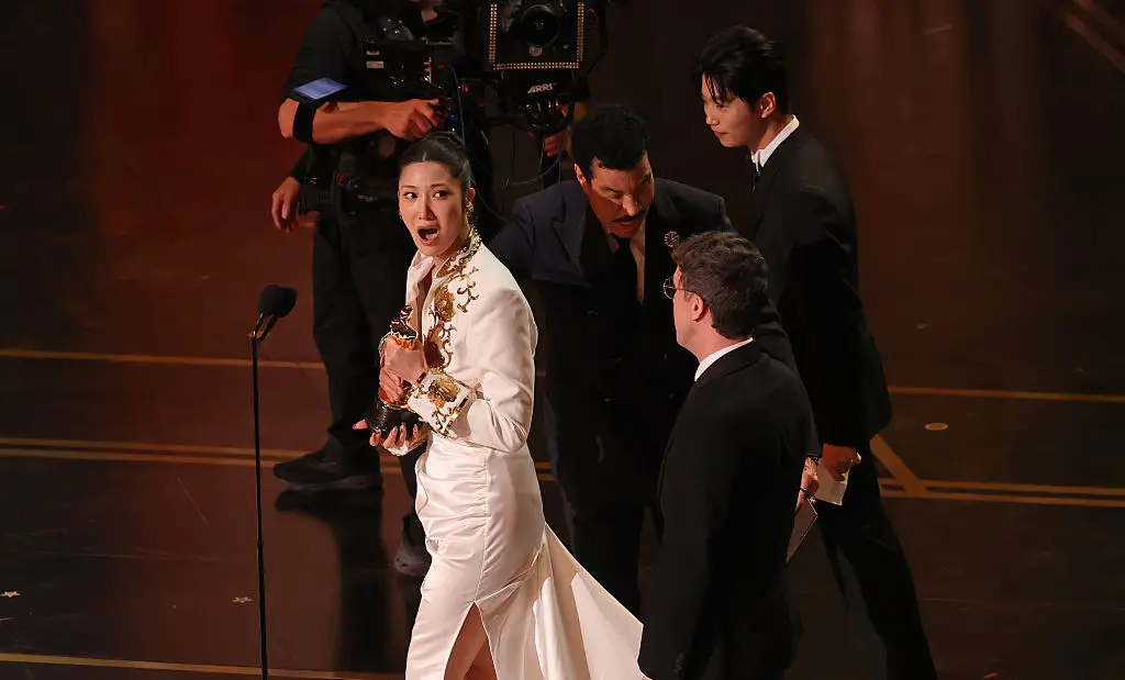 The group had to finish their speeches behind the stage (Kevin Winter / Staff / Getty)