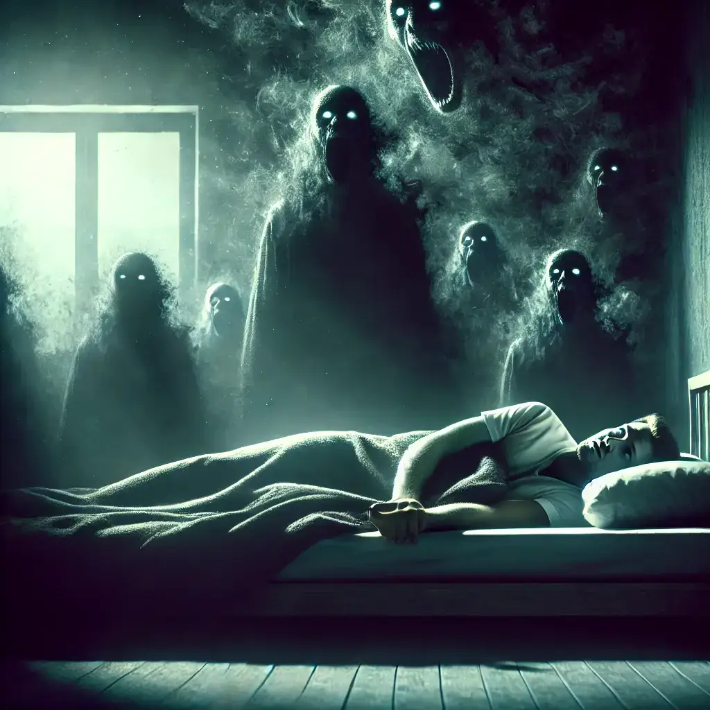 The AI image shows what sleep paralysis feels like (DALL·E)