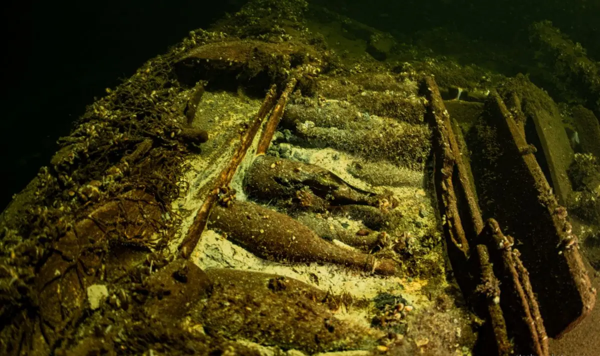 More than 100 bottles of champagne were uncovered. (AP/Tomasz Stachura)