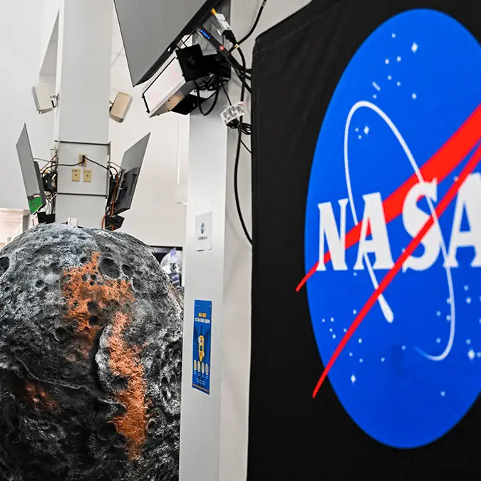 NASA logo (CHANDAN KHANNA / Contributor via Getty)
