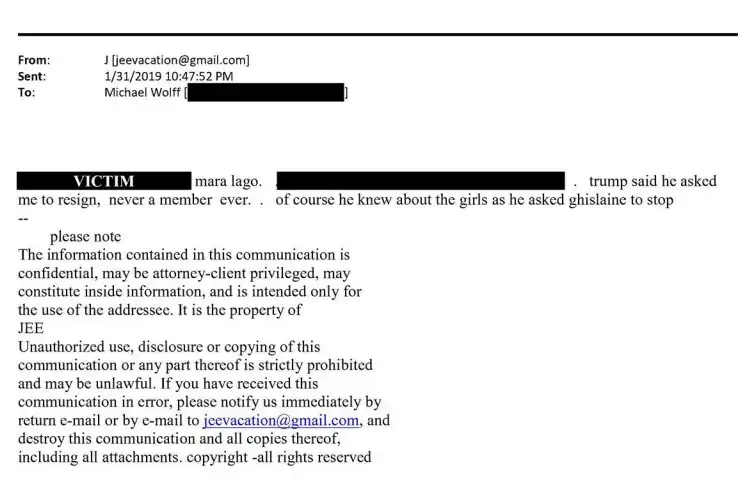 Another email claims that Trump 'knew about the girls' (House Oversight Committee)