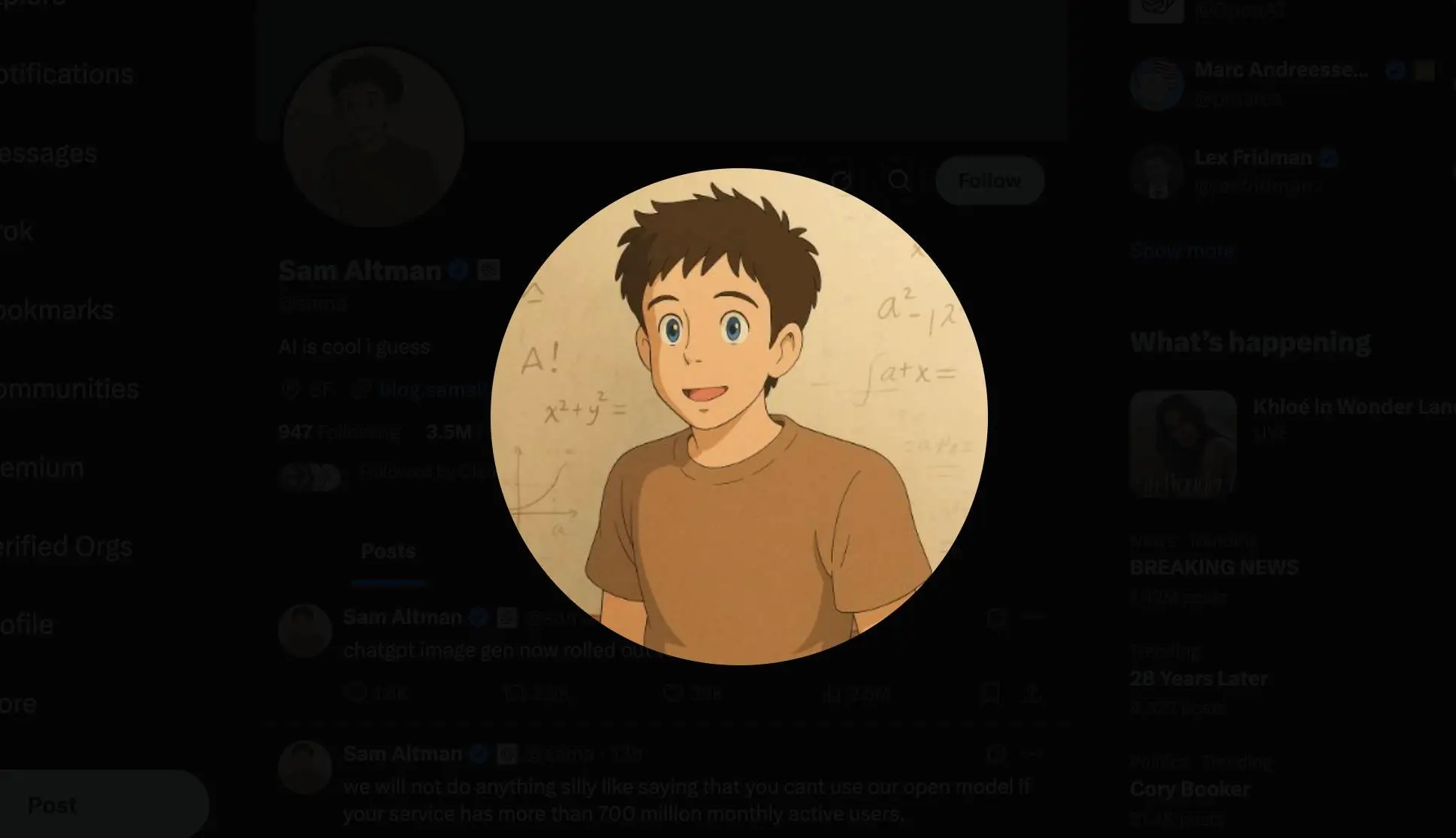 Even Altman has been getting in on the Studio Ghibli trend (X / Sam Altman)