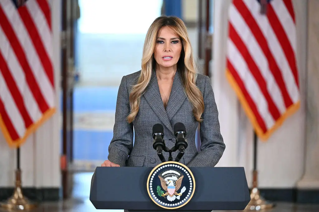 Melania Trump has denied all connections with Epstein and his associates, warning people about false information spreading throughout social media (Mandel Ngan/AFP via Getty Images)