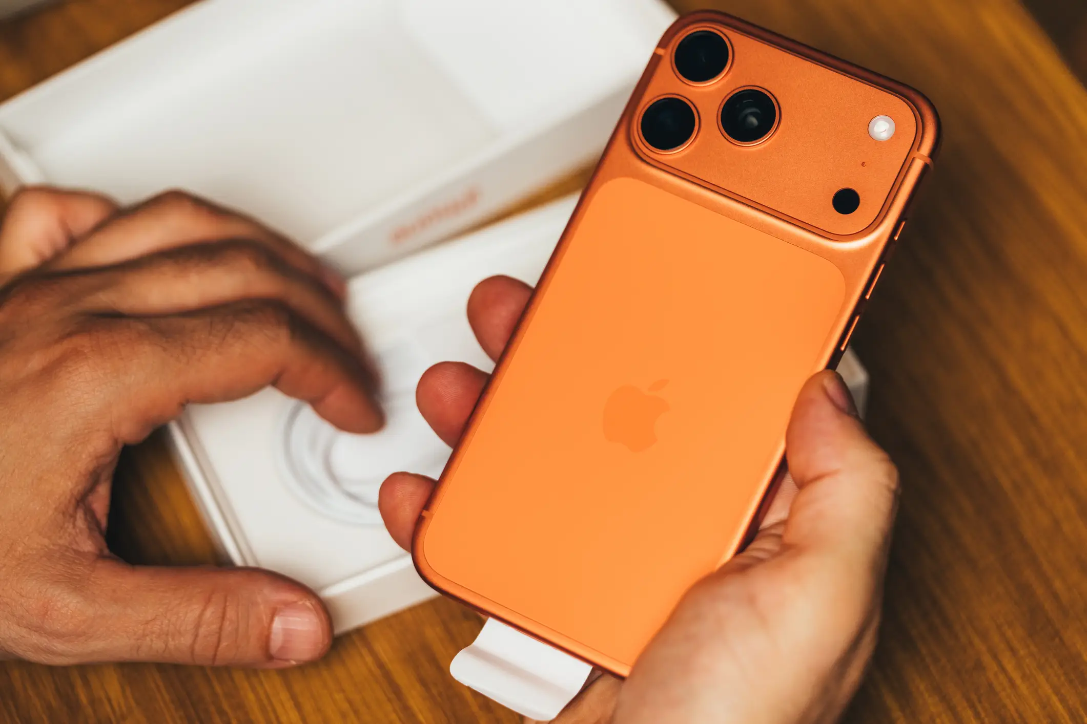 A Cosmic Orange iPhone 17 Pro Max was added to the US time capsule (martin-dm/Getty)