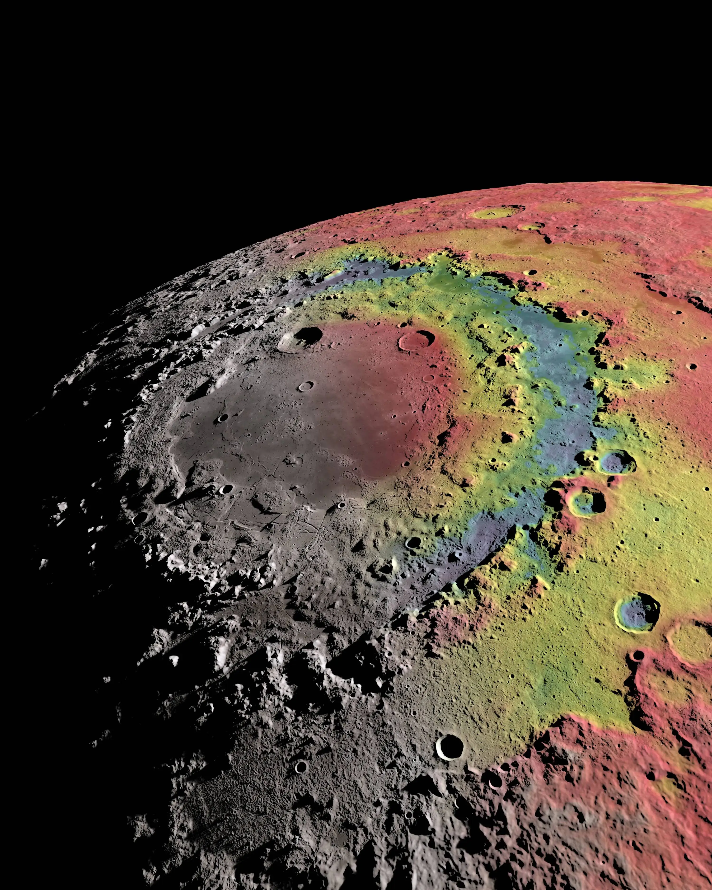 The Orientale Basin looks a little different to the simulations (NASA's Scientific Visualization Studio)