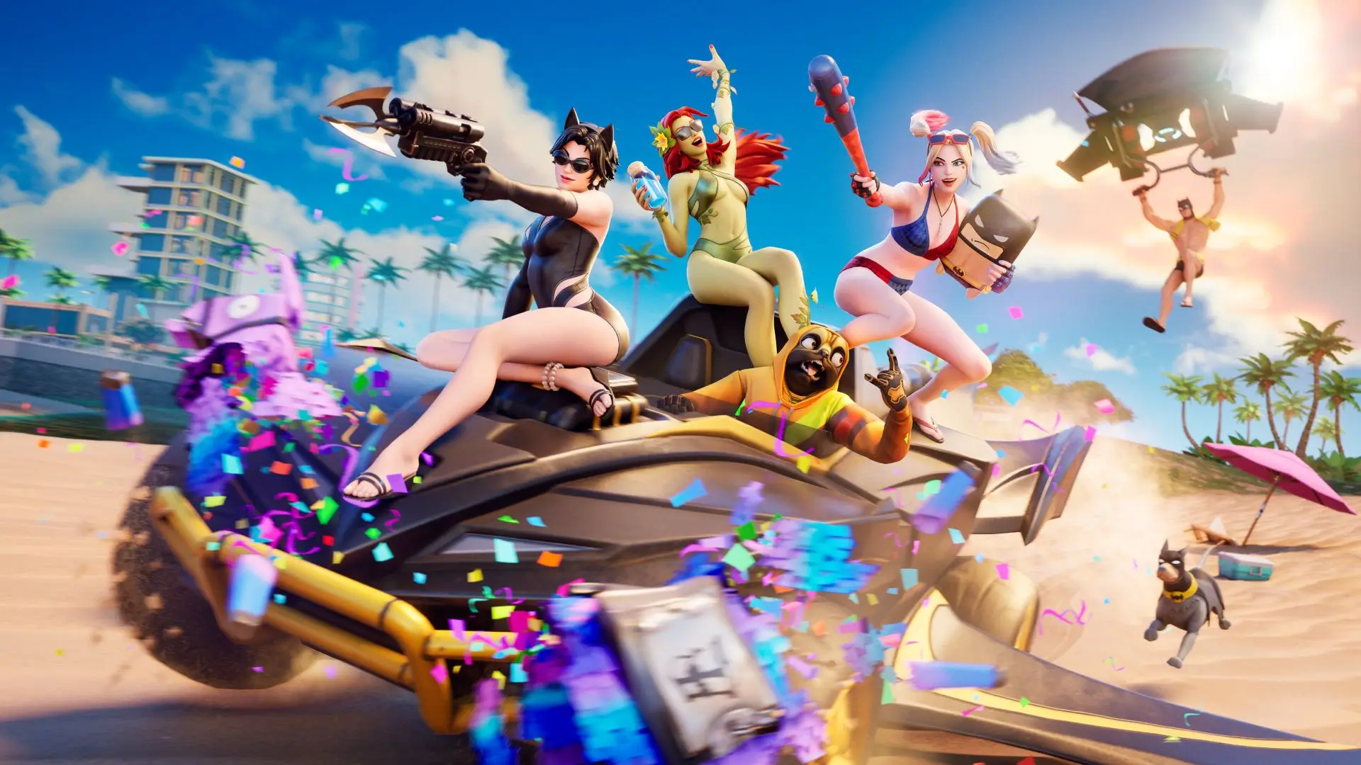 Fortnite's DC summer skins have been limited to game modes with a T rating, likely due to their 'raunchy' nature (Epic Games)