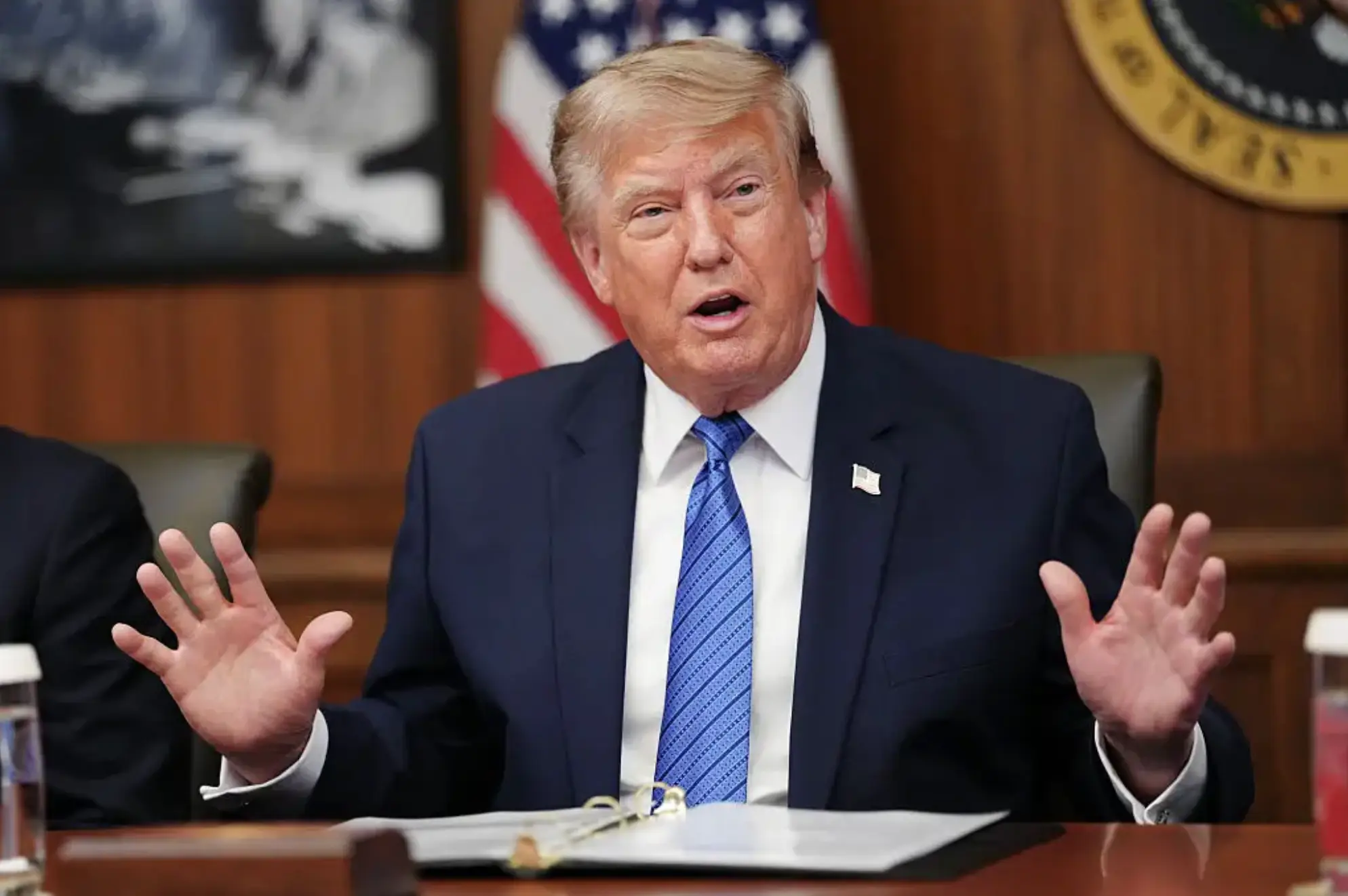 Trump has signed an executive order declaring a national emergency (Aaron Schwartz/AFP via Getty Images)