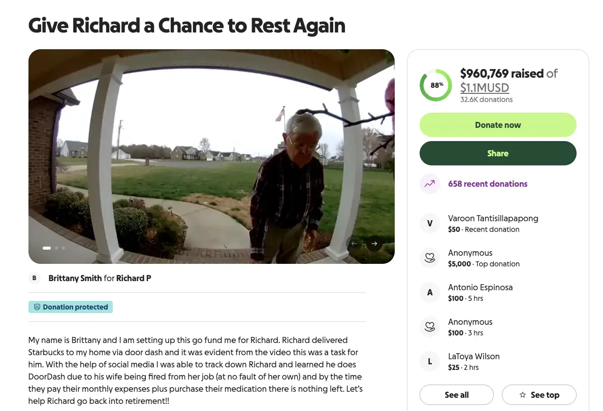 The fundraiser to help Richard and Brenda retire has raised just under $1 million at the time of writing (GoFundMe)