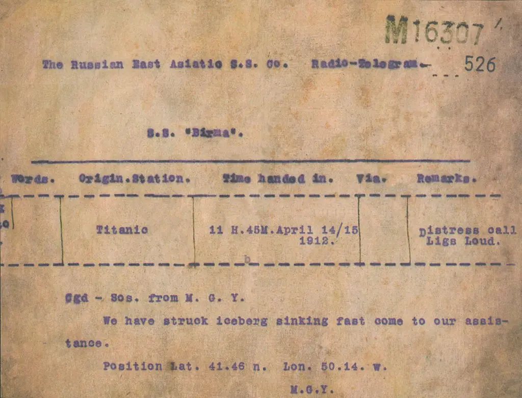 The final telegram before the Titanic sank (Print Collector/Getty Images)