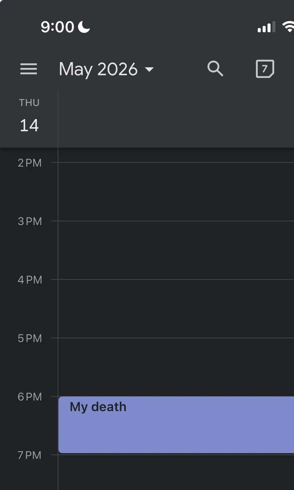 The woman had a creepy event in her calendar (Reddit)