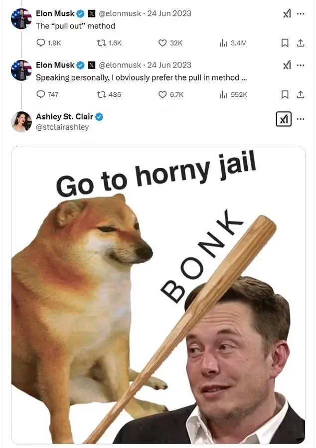 Musk and St. Clair have been publicly speaking since at least February 2023 (X /@stclairashley)