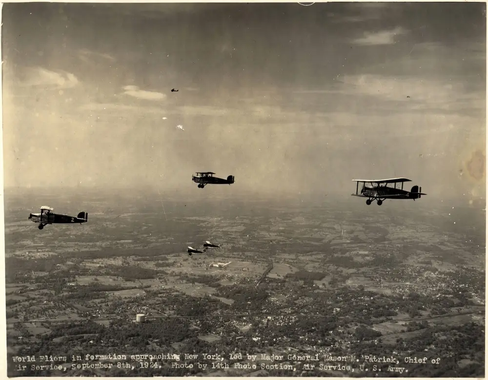 The World Fliers were met with enthusiastic crowds at every stop of their long journey (National Air and Space Museum, Smithsonian Institution)