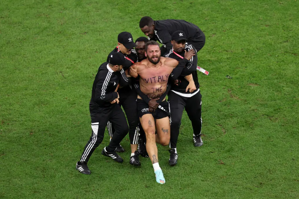 One of Vitaly's previous 'pranks' involved him hijacking a game at the 2022 World Cup (Elsa/Getty Images)