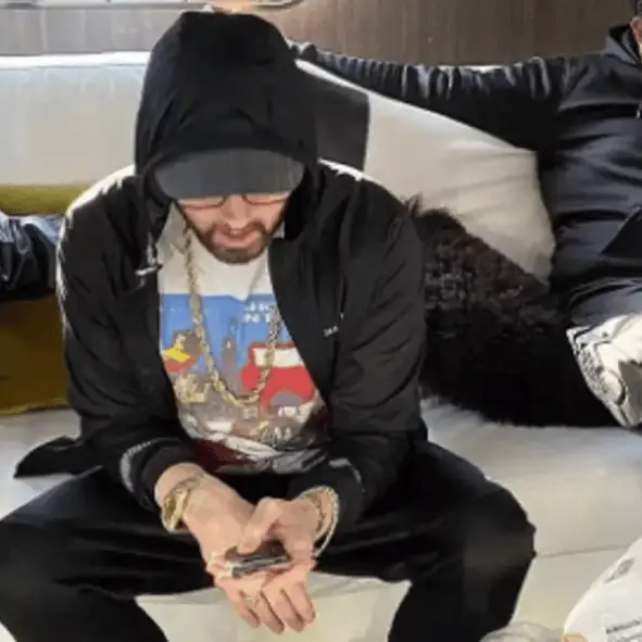 Fans can’t believe what phone Eminem still uses after rare photo captures him using it
