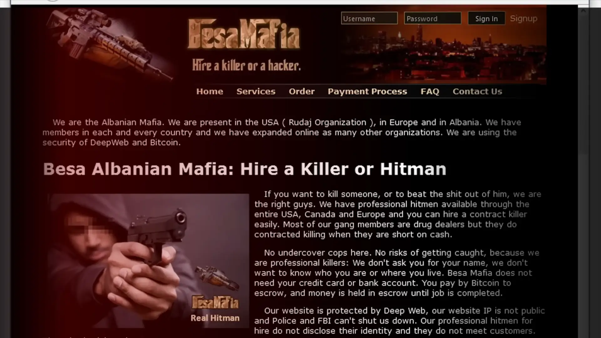 People could anonymously request assassinations on websites like these across the dark web (YouTube/TED/Carl Miller)