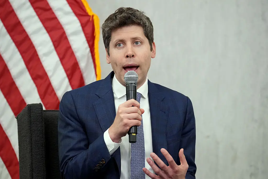 Altman wants his children to see his life as 'terrible' thanks to the improvements that AI makes on the world (Andrew Harnik/Getty Images)